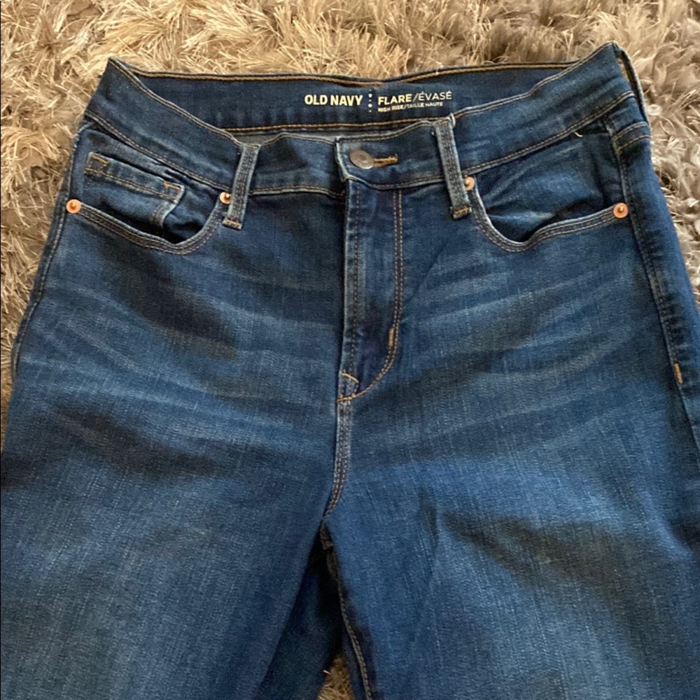 Old Navy Blue Flare Wide Leg Jeans - Picture 4 of 6